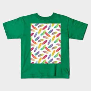 Multi Color Feathers Pattern Kids T-Shirt